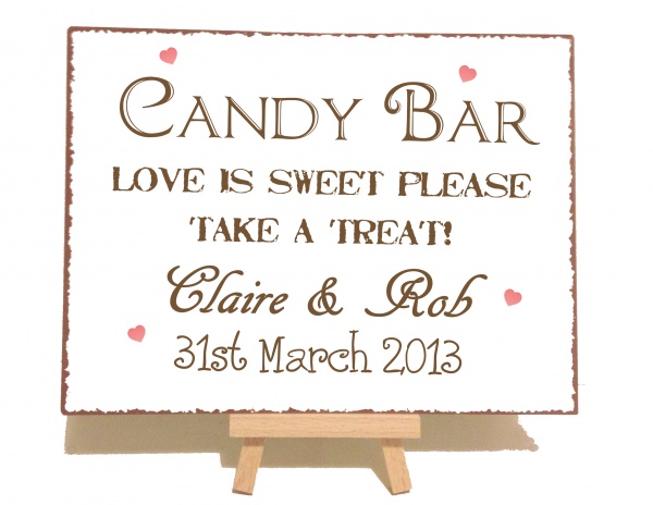 Personalised Candy Bar Vintage Shabby Chic Style Metal Sign